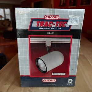 Track Lighting Fixture Bullet 215WH White Encon Trac-Tec 1988 Sealed